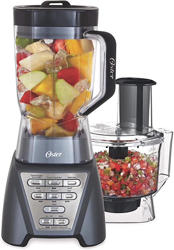 Oster Pro 1200 Blender with Professional Tritan Jar and Food Processor attachment, Metallic Grey (Renewed)