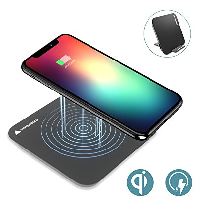 iPhone X Fast Wireless Charger,Wofalodata Qi Fast Charging Pad for Samsung Note 8/S8/S8 Plus/S7/S7 Edge/S6 Edge/Note 5/iPhone8/iPhone8 Plus/iPhone X and All QI-Enabled Devices(Black)