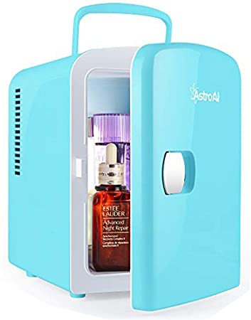 AstroAI Mini Fridge 4 Liter/6 Can Mini Frigo AC/DC Portable Thermoelectric Cooler and Warmer for Skincare, Foods, Medications,Cosmetics, Home and Travel Gift for Thanksgiving Day, Tiffany Blue, Cadeau