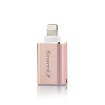 SmartQ C620 MFI Lightning MicroSD Card Reader Connector for Easy File Transfer, Backup Files, Save Storage Space on Your Device (Pink)