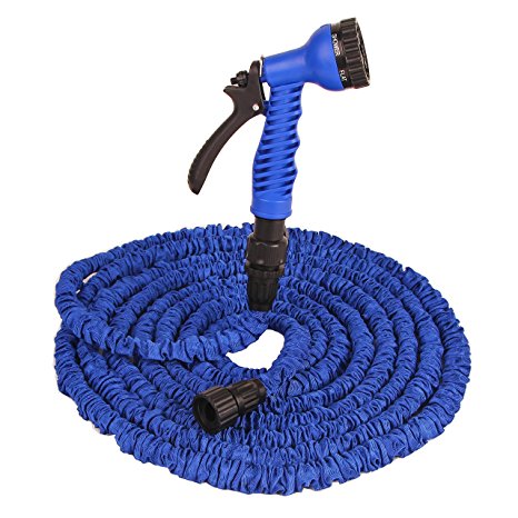 Garden Hose Flexible Expandable Retractable Home Water hose Spray Suit with 7 Functions Spray Nozzle Car Washing Hose for Watering Lawn Plants Car Wash Showering Pets by Kolodo … (100FT, Blue)