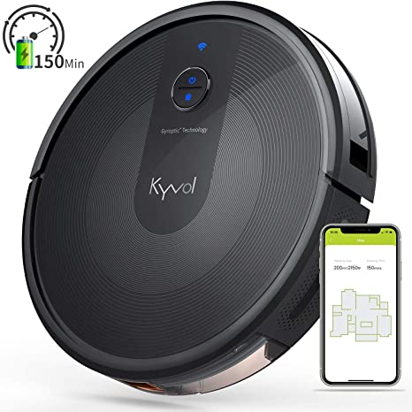 Kyvol Cybovac E30 Robot Vacuum Cleaner 2200Pa Strong Suction, Smart Navigation, 150 mins Runtime, Robotic Vacuum Cleaner, Wi-Fi Connected, Works with Alexa, Ideal for Pet Hair, Carpets & Hard Floors