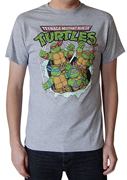 TMNT Teenage Mutant Ninja Turtles Break Through Mens Grey Heather T-shirt