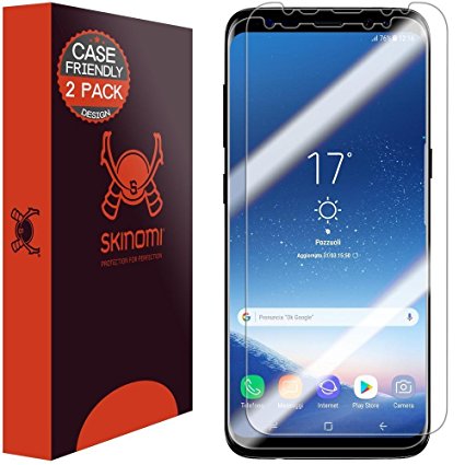 Galaxy S8 Screen Protector (2-Pack, Case Friendly Updated Version), Skinomi TechSkin Full Coverage Screen Protector for Galaxy S8 Clear HD Anti-Bubble Film