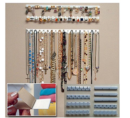 9 in 1 Adhesive Paste Wall Hanging Storage Hooks Jewelry Display Organizer Necklace Hanger