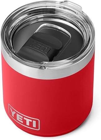 YETI Rambler 10 oz Stackable Lowball 2.0, Vacuum Insulated, Stainless Steel with MagSlider Lid, Rescue Red