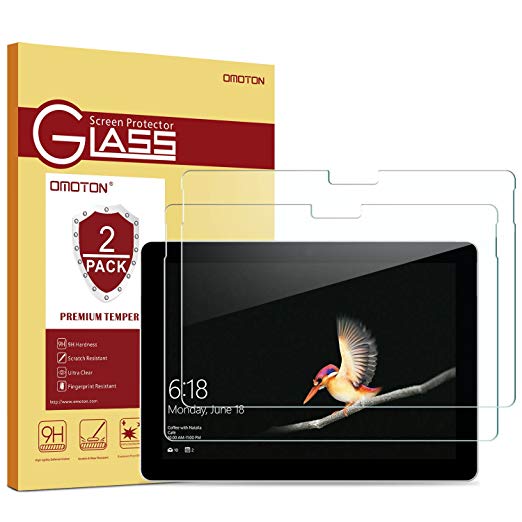 [2 Pack] Surface Go Screen Protector - OMOTON 9H Hardness HD Tempered Glass Screen Protector for Microsoft Surface Go (10 inch, 2018 released)