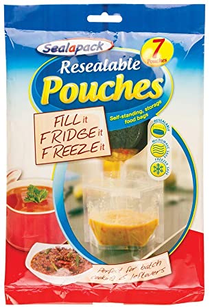 Sealapack 28 x Resealable Food Soup Bag Pouches Fridge Freeze 1L Storage Fruit