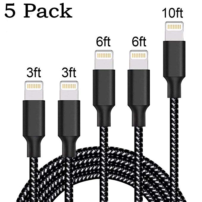 Yaochuang Charger Cables 2x3FT 2x6FT 10FT to USB Syncing Data and Nylon Braided Cord Charger for