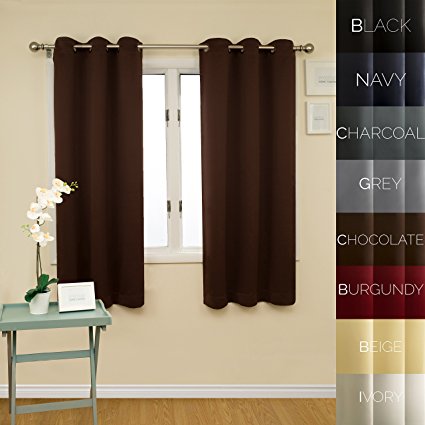 Prestige Home Fashion Thermal Insulated Blackout Curtain - Antique Bronze Grommet Top - Chocolate - 38"W x 63"L, 1 Panel