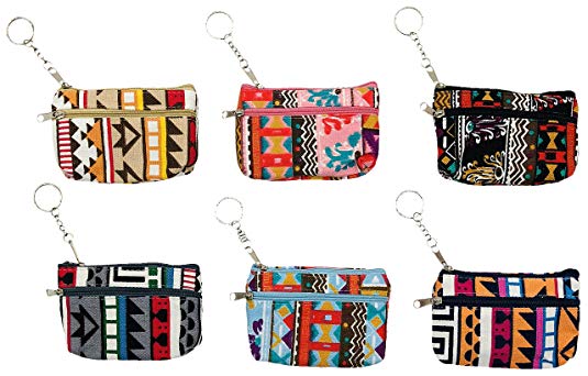 6 Pack Coin Purse, Small Zippered Keychain Wallet, Cash Holder Change Pouch for Women Girls Gift