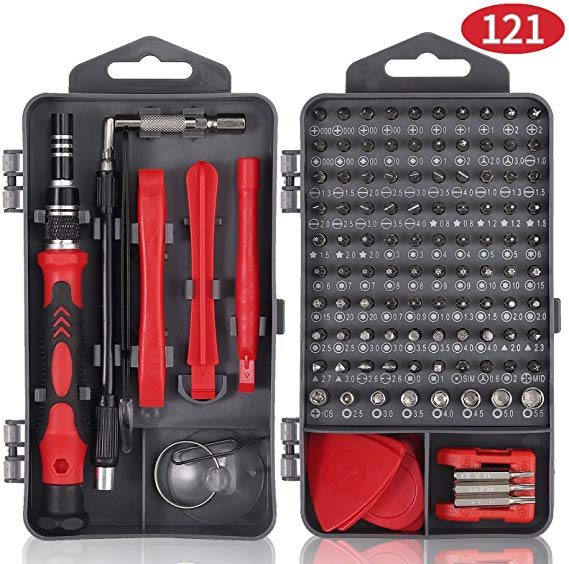 121 in 1 Precision Screwdriver Set, Justech Magnetic Driver Kit Professional Mini Electronics Repair Tool Kit for iPhone, PC, Laptop, Watch, Glasses, Cameras, Electronics and Other Appliances-Red