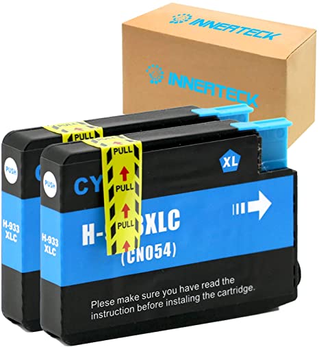 InnerTeck Compatible Ink Cartridge Replacement for HP 932 933 932XL 933XL High Yield CN058AN Cyan 2 Pack to Work for HP Officejet 6100 6600 6700 7110 7510 7610 7612 7620