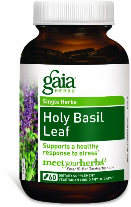 Gaia Herbs Holy Basil Leaf Liquid Phyto-Capsules, 60 Count