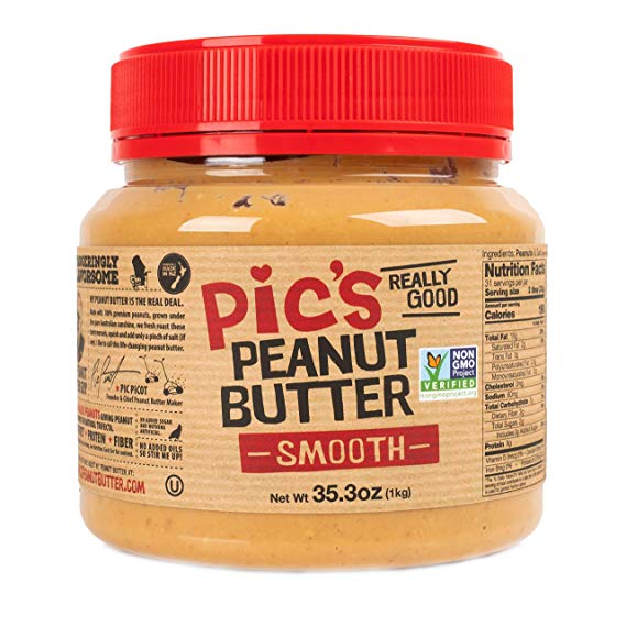 Pic's Smooth Peanut Butter (35.3oz) Made in New Zealand with All Natural Non-GMO Peanuts and No Added Sugar. Vegan, Gluten Free and Packed With Protein.
