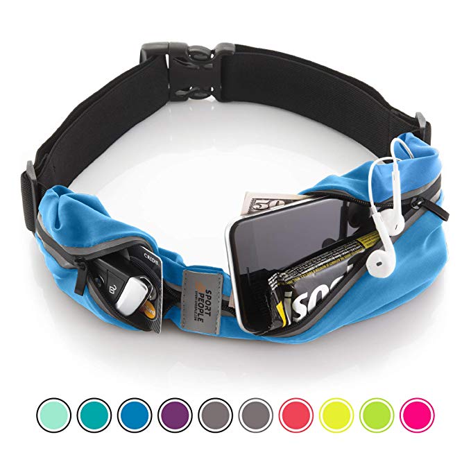 Sport2People Running Belt USA Patented - Fanny Pack Hands-Free Workout - iPhone X 6 7 8 Plus Buddy Pouch Runners - Freerunning Reflective Waist Pack Phone Holder - Fitness Gear Accessories