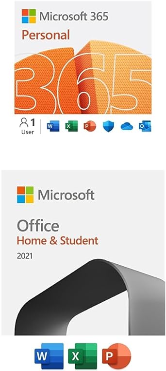 Microsoft 365 Personal 12Mo Subscription   Office Home & Student 2021 One-Time purchase | Word, Excel, PowerPoint, Outlook | 1 PC or Mac | Instant Download
