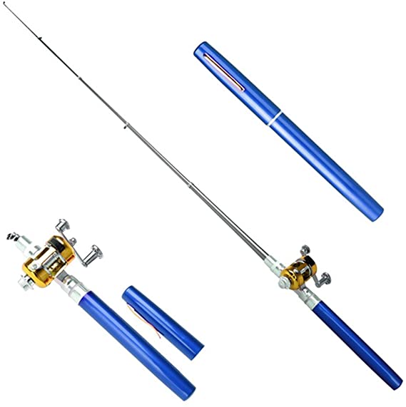 Walsilk 38Inch Mini Telescopic Pen Fishing Rod Reel Combos for Kids,Aluminum Alloy Portable Pocket Fishing Pole Kit,Lightweight & Compact