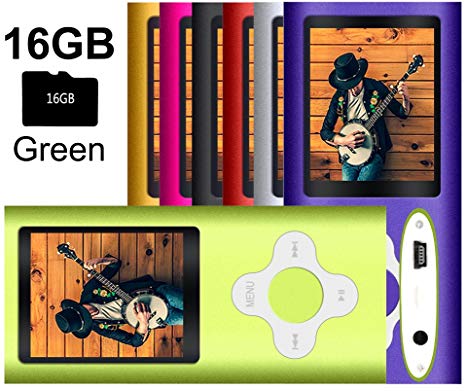 G.G.Martinsen White on Green Versatile MP3/MP4 Player with a Micro SD Card, Support Photo Viewer, Mini USB Port 1.8 LCD, Digital MP3 Player, MP4 Player, Video/Media/Music Player