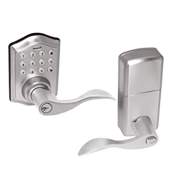 Honeywell Safes & Door Locks - 8734301 Electronic Entry Lever Door Lock, Satin Nickel