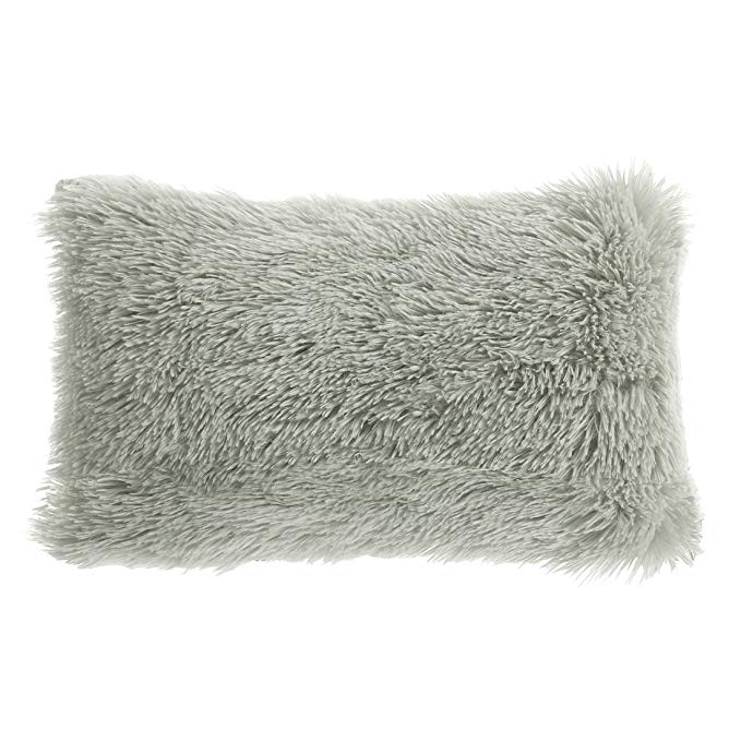 PICCOCASA Faux Fur Throw Pillow Cover,Fluff Plush Cushion Cover Mongolian Luxury Pillow Case Soft Pillow Protector for Home/Sofa/Couch/Bed/Car(12 x 20 Inch 30 x 50 cm, Gray)