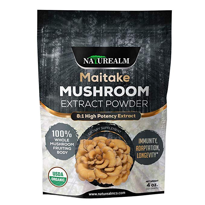 Maitake Mushroom Extract Powder - Natural Adaptogen Supplement - Immune Support, Blood Sugar Regulation, Cellular Health - 100% Whole Mushrooms - USDA Certified Organic - 4oz. (113g)