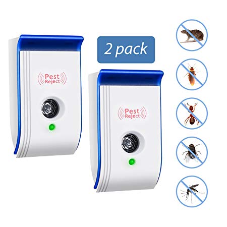 [Updated Version] Ultrasonic Pest Repeller, [Up to 85kHz, Human & Pet Safe] TOPELEK Fly Repellent Ultrasonic Pest Control Plug in Pest Repellent Mouse Repeller with Night Light for Mice, Cockroaches, Mosquitos, Flies, Spiders, Fleas, Rodents, Insects (UK Plug) Pest-stop Pest Repeller- 2 Pack