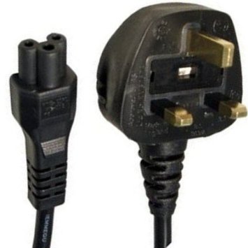 2m C5 Clover Type Power Cable  UK 3-Pin Plug  Cloverleaf  Mickey Mouse Laptop  Notebook  Netbook Power Adapter  Lead  Mains  IEC