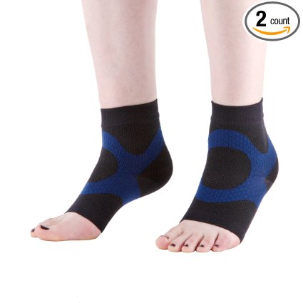 PlantarPro Plantar Fasciitis Sleeves: Premium Open Toe Compression Socks With KT Tape. Guaranteed Heel, Ankle, & Arch Support To Relieve Foot Pain. Best Brace For All Day, Night And Sleeping! (1-Pair)
