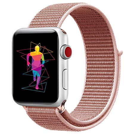 INTENY Sport Band for Apple Watch 38mm 40mm 42mm 44mm, Soft Lightweight Breathable Nylon Sport Loop Replacement Strap for iWatch Apple Watch Series 4, Series 3, Series 2, Series 1