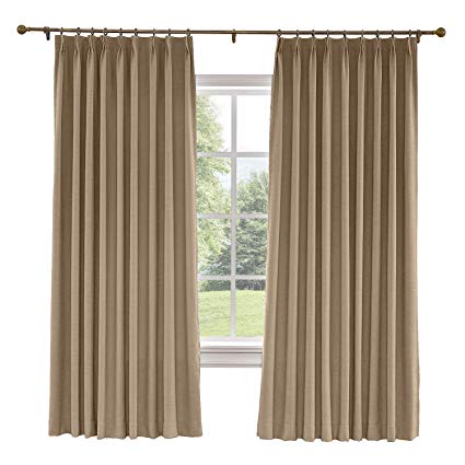 Prim Bedroom Extra Wide Linen Curtains Drapes Room Darkening Thermal Insulated Blackout Pinch Pleat Large Window Curtain for Living Room, Rust Brown, 120x84-inch, 1 Panel