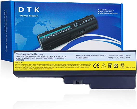 Dtk® New Laptop Battery Replacement for Lenovo 3000 G430 G430a G430l G430m G530 G530a G530m N500 Series Ideapad G430 G550 G450 G450a G450m B460 B550 G455 G555 V460 V460a Z360 Z360a L06l6y02 L08l6c02 L08l6y02 [11.1v 4400mah 6cells]