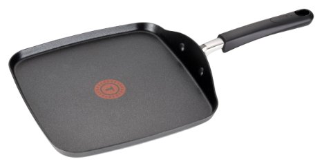 T-fal C03713 OptiCook Hard Anodized Thermo-Spot Scratch Resistant Titanium Nonstick Oven Safe PFOA Free Square Griddle Cookware, 10.25-Inch, Black