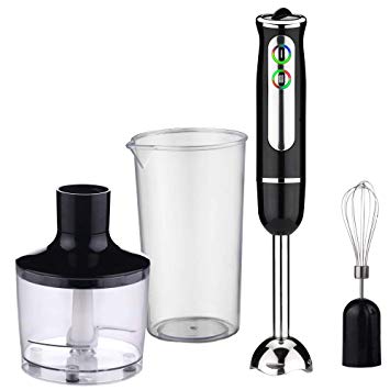 Hand Blender,THYMY 4-in-1 Multifunctional Colorful LED Light Stainless Steel Immersion Blender 8-Speed FDA Electric Control Mixer