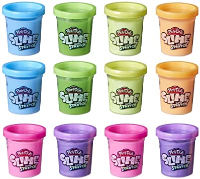 Play-Doh Slime Super Stretch Multipack of 12 for Kids 3 Years and Up, Premade, Assorted Colors Non-Toxic (Amazon Exclusive)