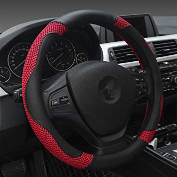 Dee-Type Red & Black Car Steering Wheel Covers Universal 15 Inch Inside