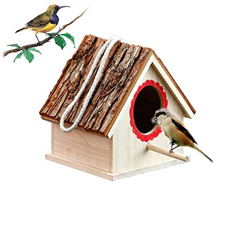 kathson Wooden Birdhouses nest Naturals Cedar Outdoors Hanging Garden Patio Decorative for Dove/Finch/Wren/Robin/cedarand/Sparrow Small Animal/Hummingbird/Throstle/Tit,Lark etc
