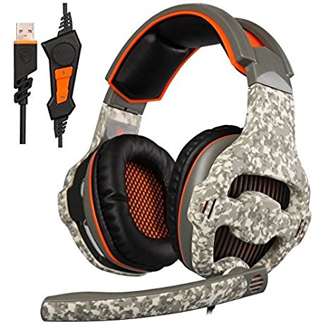 SADES SA918 PC Gaming Headset USB Wired Over-ear Headphone With Microphone LED Light