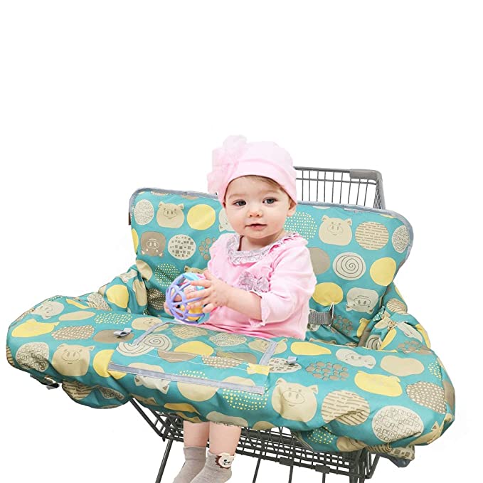 Shopping Cart Covers for Baby Girl boy, Large High Chair Cover with Cell Phone Holder for Toddler boy Girl, Grocery Cart Cover, Padded(Polka Cute)