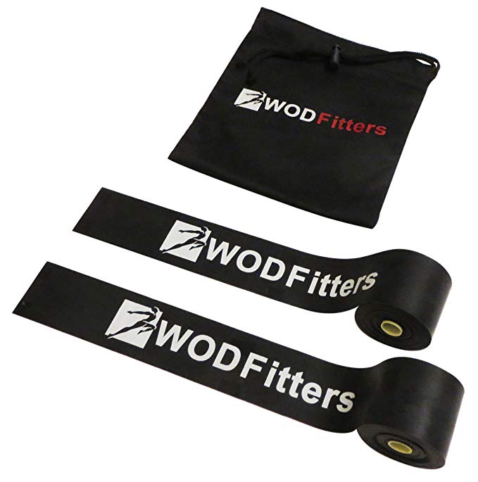WODFitters Floss Bands for Muscle Compression Tack & Flossing, Mobility & Recovery WODs - Latest Technology - Choose from 2" or Extra Wide 4" - 2 Pack with Carrying Bag