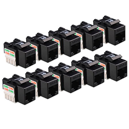 Cable Matters 10-Pack Cat6 RJ45 Punch-Down Keystone Jack in Black