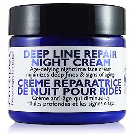 Natural Anti Wrinkle Night Cream, Carapex Deep Line Night Cream, Fragrance Free Anti Aging Moisturizer for Sensitive Dry to Combination Skin, Paraben Free, Unscented, 2oz