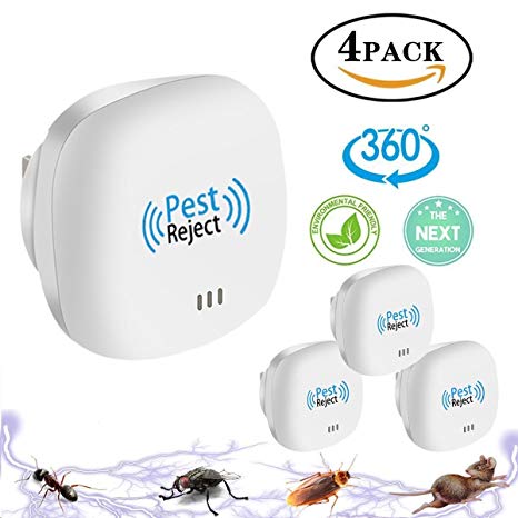TNSO Ultrasonic Pest Repeller for Bugs and Insects, Mice Repellent to Repel and Prevent Mouse, Ant, Mosquito, Spider, Rodent, Roach,Child and Pets Safe Control (4, Round)
