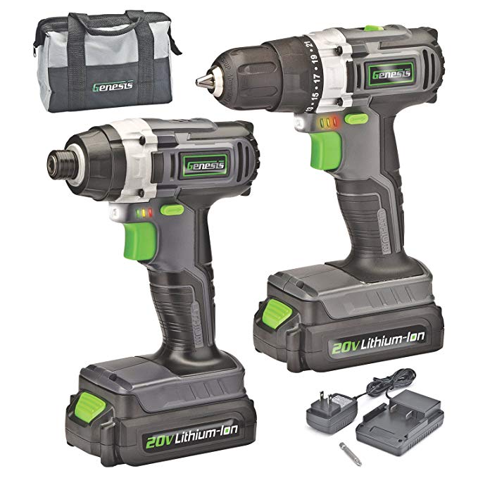 Genesis 20-Volt Lithium-Ion Cordless Drill/Impact Driver Combo Kit (2-Tool)