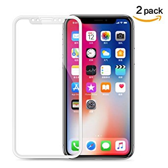 [2 Pack] iPhone X Screen Protector, Rheshine iPhone X Tempered Glass 3D Touch Layer Full Coverage Scratch-Resistant No-Bubble Glass Screen Protector for iPhone X (White)