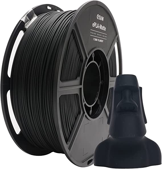 eSUN Matte PLA Filament 1.75mm, Low Density Matte 3D Printer PLA Filament, 1KG Spool 3D Printing Filament for 3D Printers, Deep Black