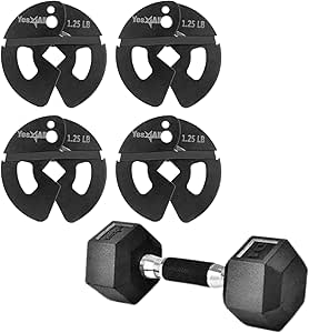 Yes4All Fractional Weight Plates Set of 6, 1.25LB 2.5LB 5LB Pair Rubber And Steel, Change Plates for Weightlifting, Micro Weights for Olympic Barbell and Dumbbell, Mutiple Type Options