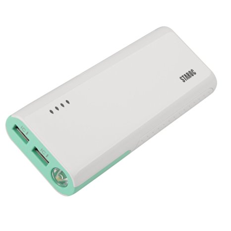 Staroc Portable External Battery 13000mAh, High Capacity Portable Charger Power Bank with Intellicharge Technology for iPhone, iPad, Samsung, Nexus, Smartphones and Tablets and More (White&Green)