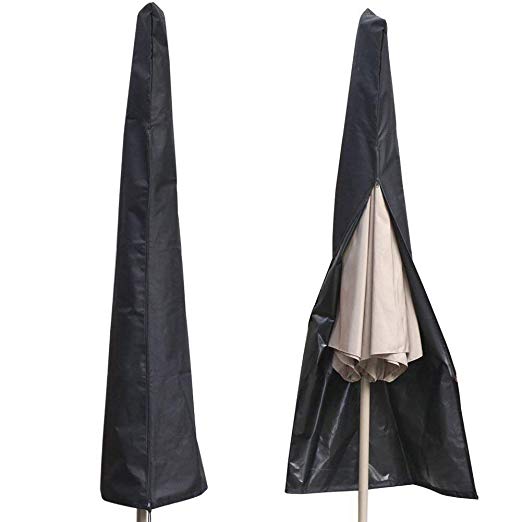 AISHN Waterproof UV-Resistant 600D Patio Umbrella Zipper Cover fit 6ft to 11ft Umbrellas Canopy Patio Garden Outdoor