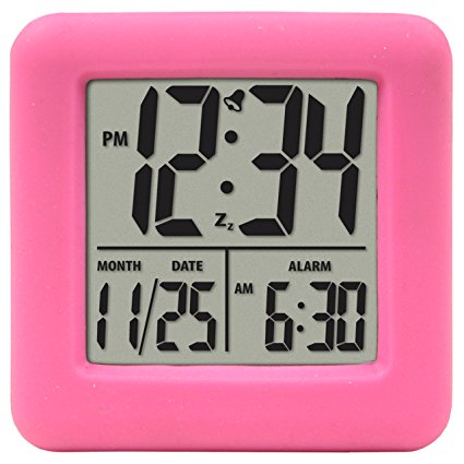 Equity by La Crosse 70902 Soft Cube LCD Alarm Clock, Pink